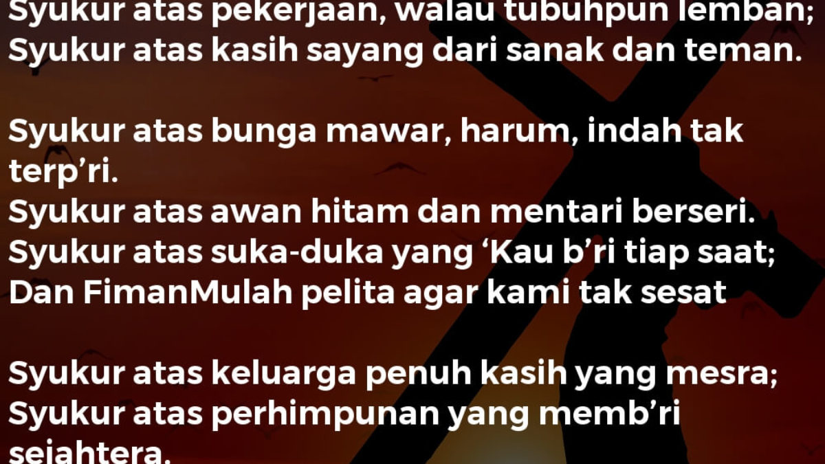 Syukur Padamu Ya Allah Lirik Lagu Kristen