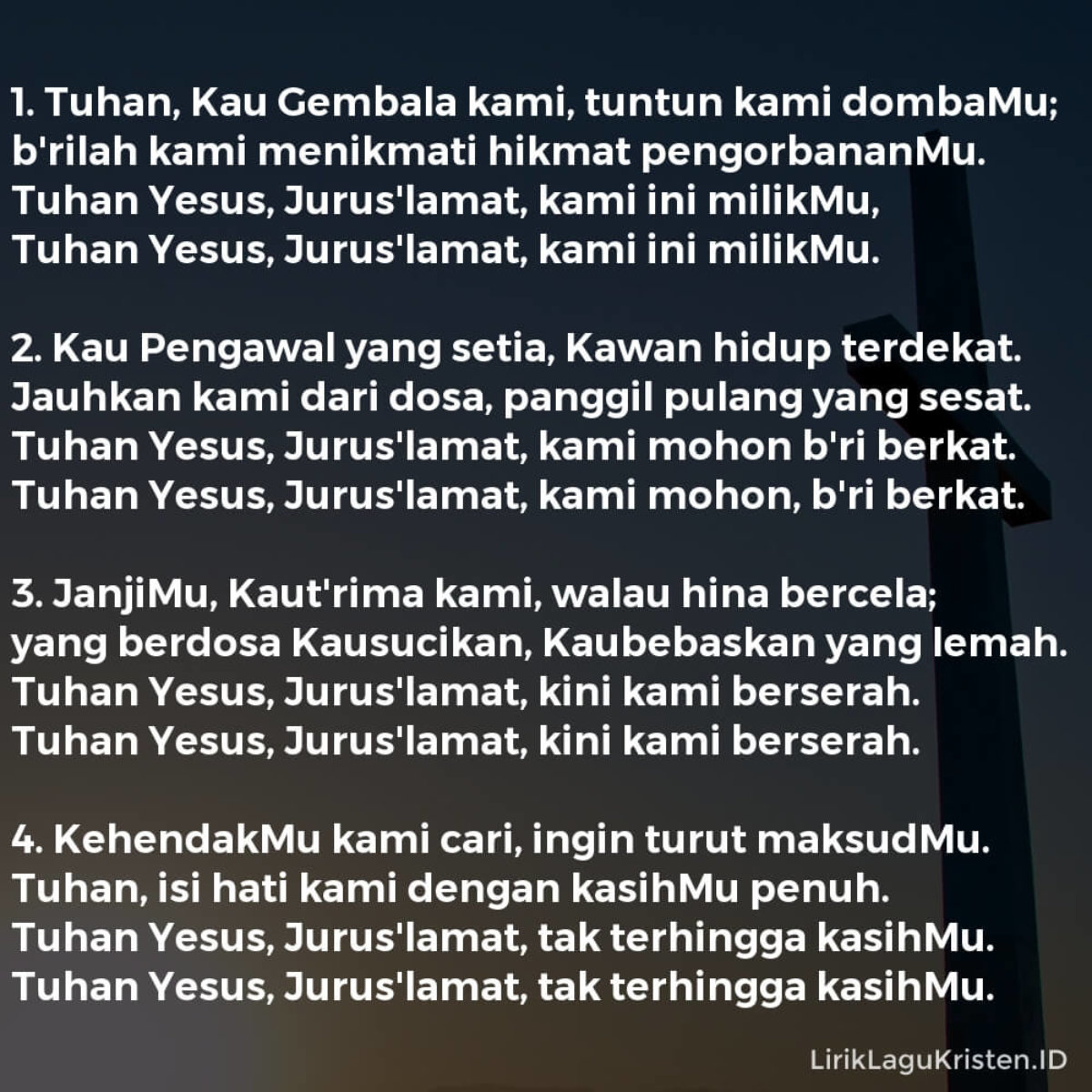 Tuhan Kau Gembala Kami Lirik Lagu Kristen